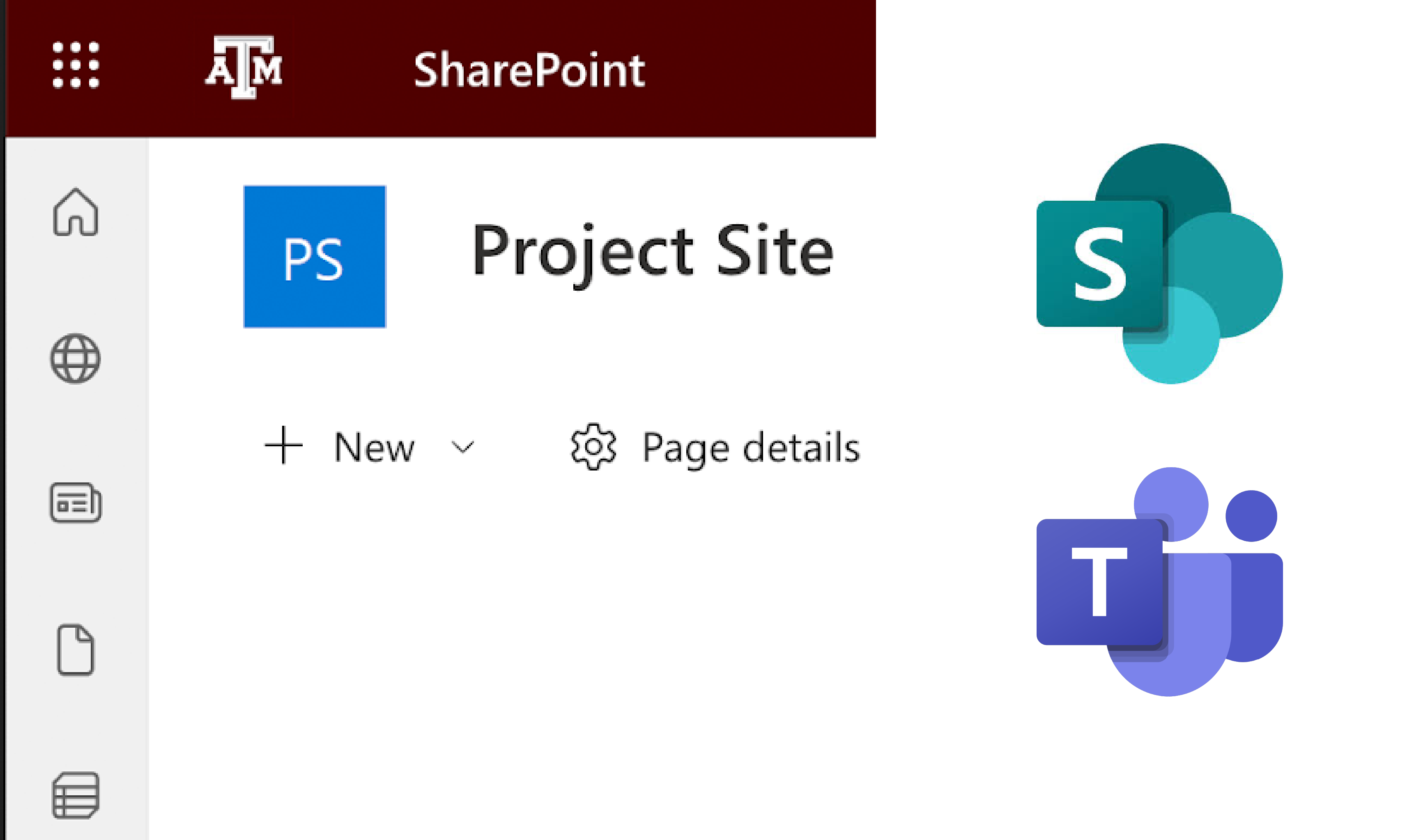 SharePoint interface showcasing the Texas A&M logo and cloud storage logo on a white background.